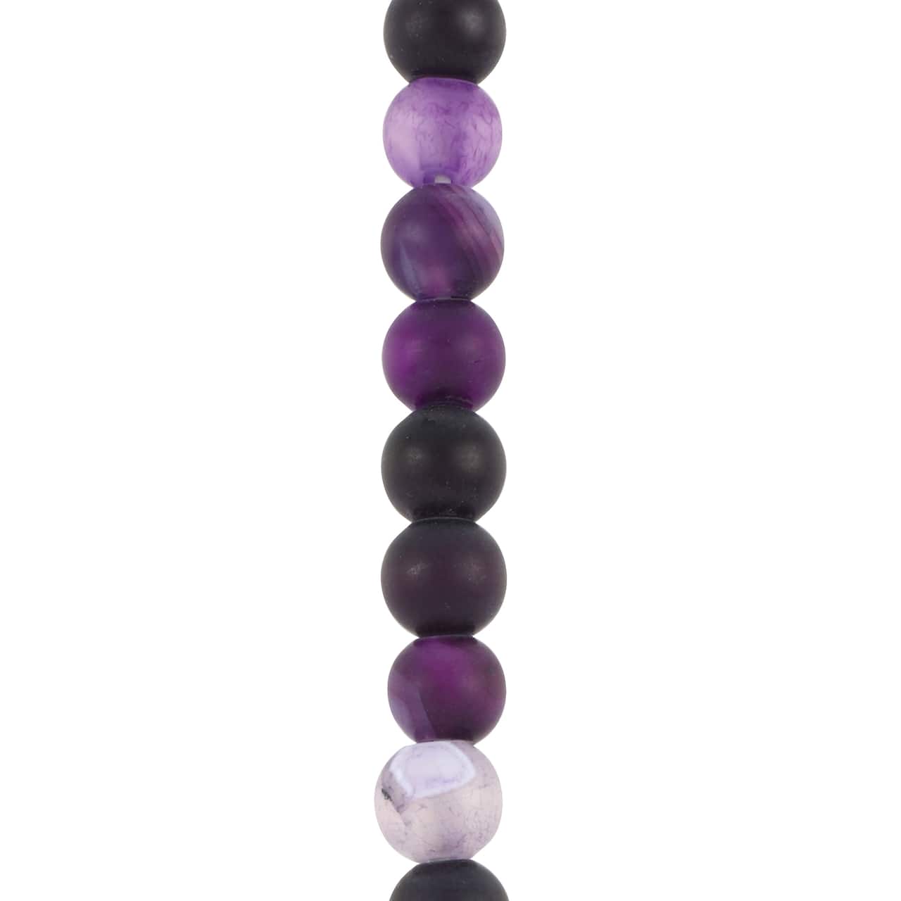 12 Pack: Purple Matte Agate Round Beads by Bead Landing™